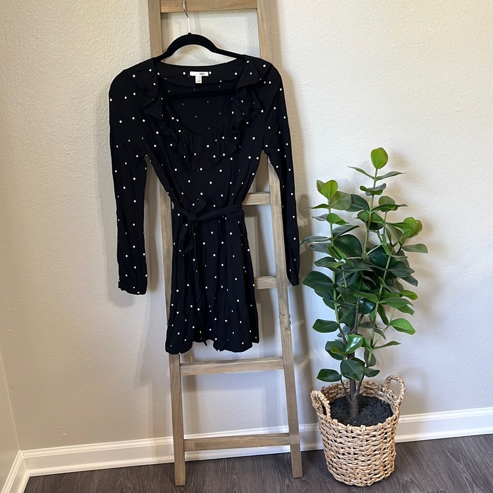 Amuse Society Polkadot Black and White Dress